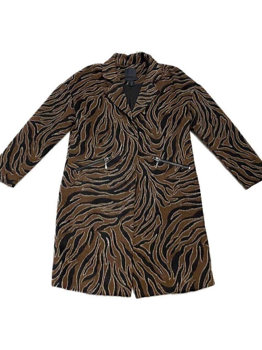 Maison Cinqcent 500 Designer Faux Fur 3% Wool Trench Jacket - Womens XS